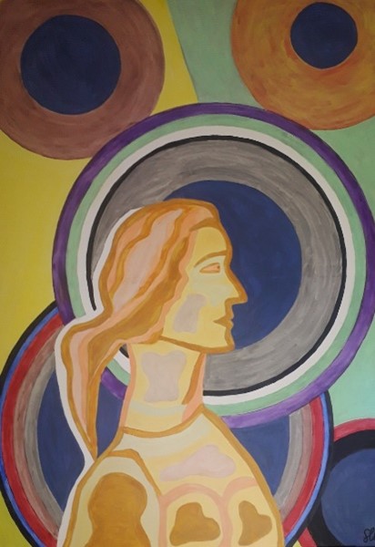 Afrodita, 2022, akril na platnu, 100 cm × 70 cm