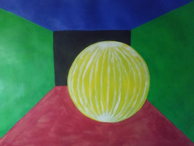 Krogla, akril na papir, 35,3 cm × 50 cm, 2022