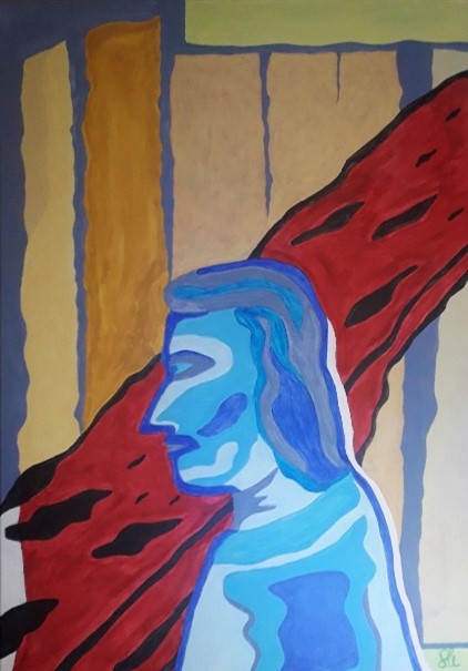 Moški portret, 2022, akril na platnu, 100 cm × 70 cm