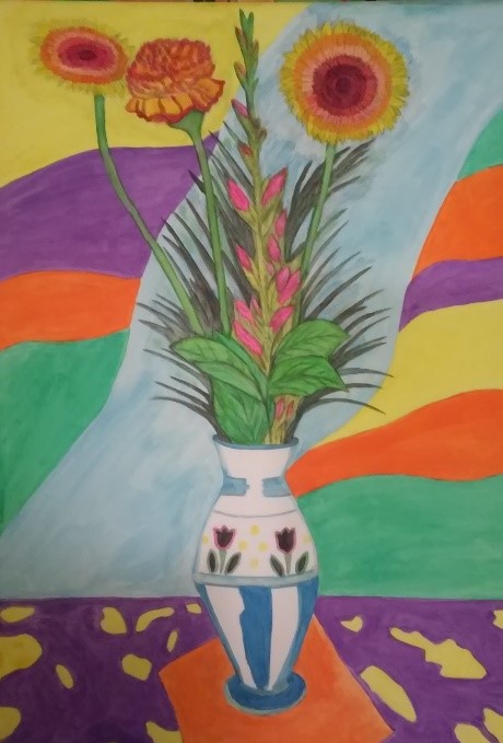 Tihožitje, akril na platnu, 70 cm × 50 cm, 2022